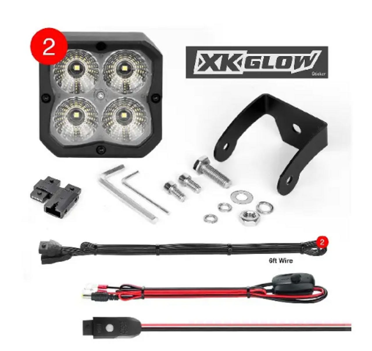 XK Glow XK065001-FL-KIT XKChrome 20W LED Cube Lights with RGB Accent & Controller | Flood Beam