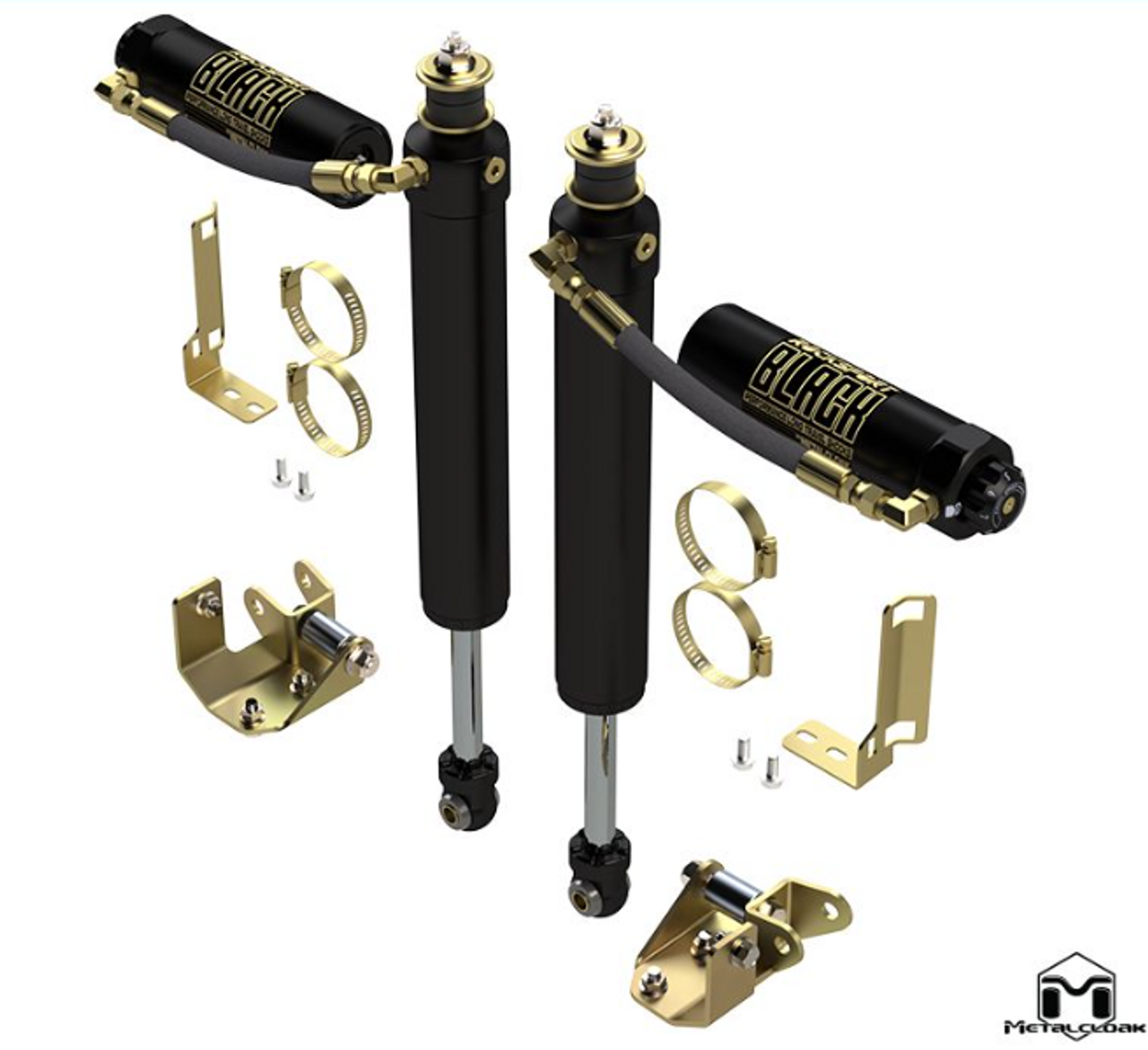 MetalCloak 1611 Front RockSport BLACK Reservoir Long Travel Shocks 2.5-3.5" for Jeep Wrangler JK 2007-2018