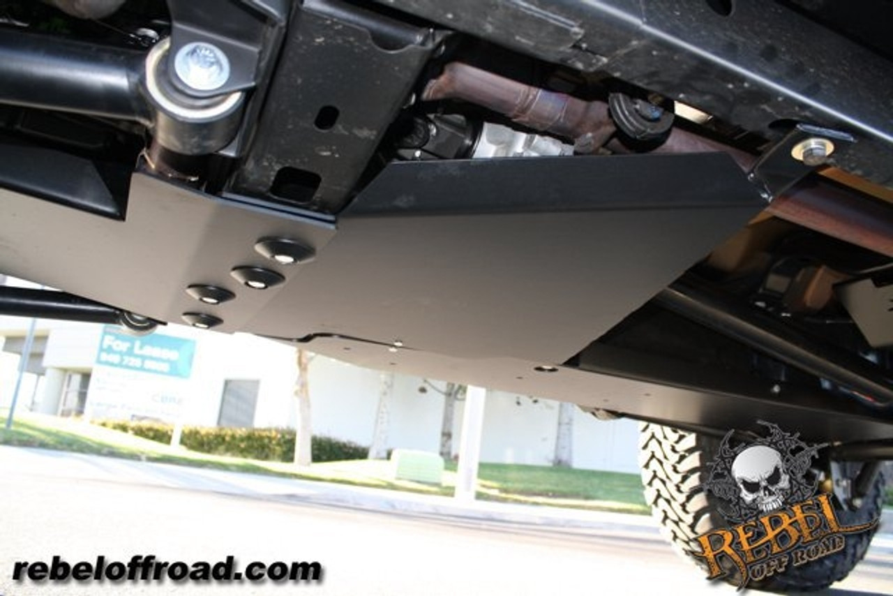 Mounted JK Transfer Case Skid Plate