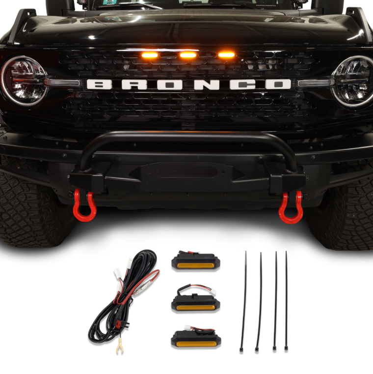 IAG Off-Road IAG-BDY-F3071 I-Line 3PC Amber Grille Light Kit for Ford Bronco 2021+