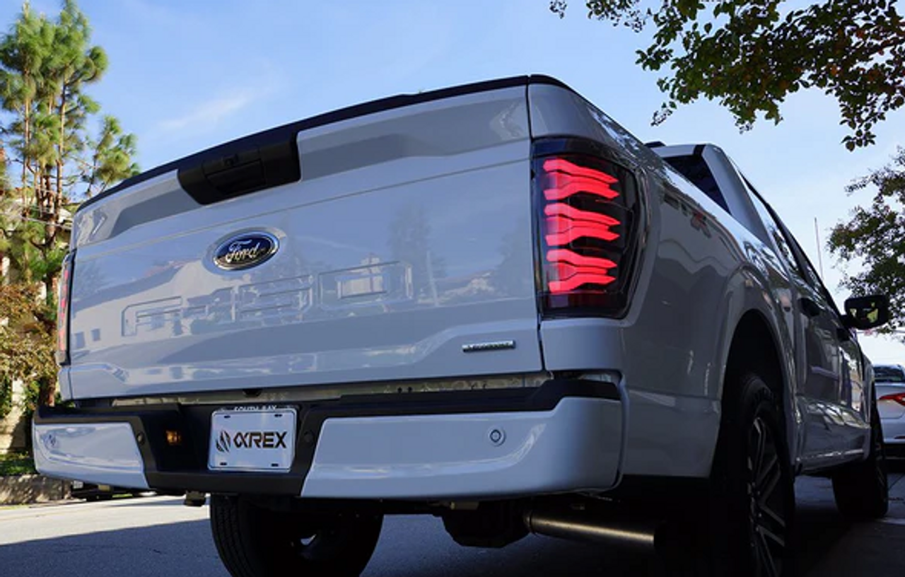 AlphaRex 653030 LUXX-Series LED Tail Lights in Black/Red for Ford F150 & Raptor 2021-2023