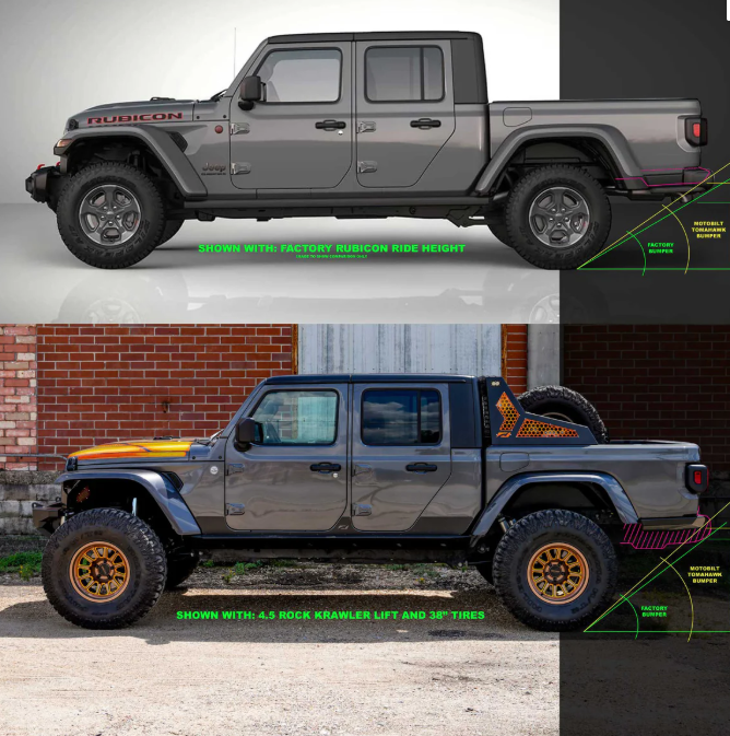 Motobilt MB1262 Tomahawk High Clearance Rear Bumper for Jeep Gladiator JT 2020+