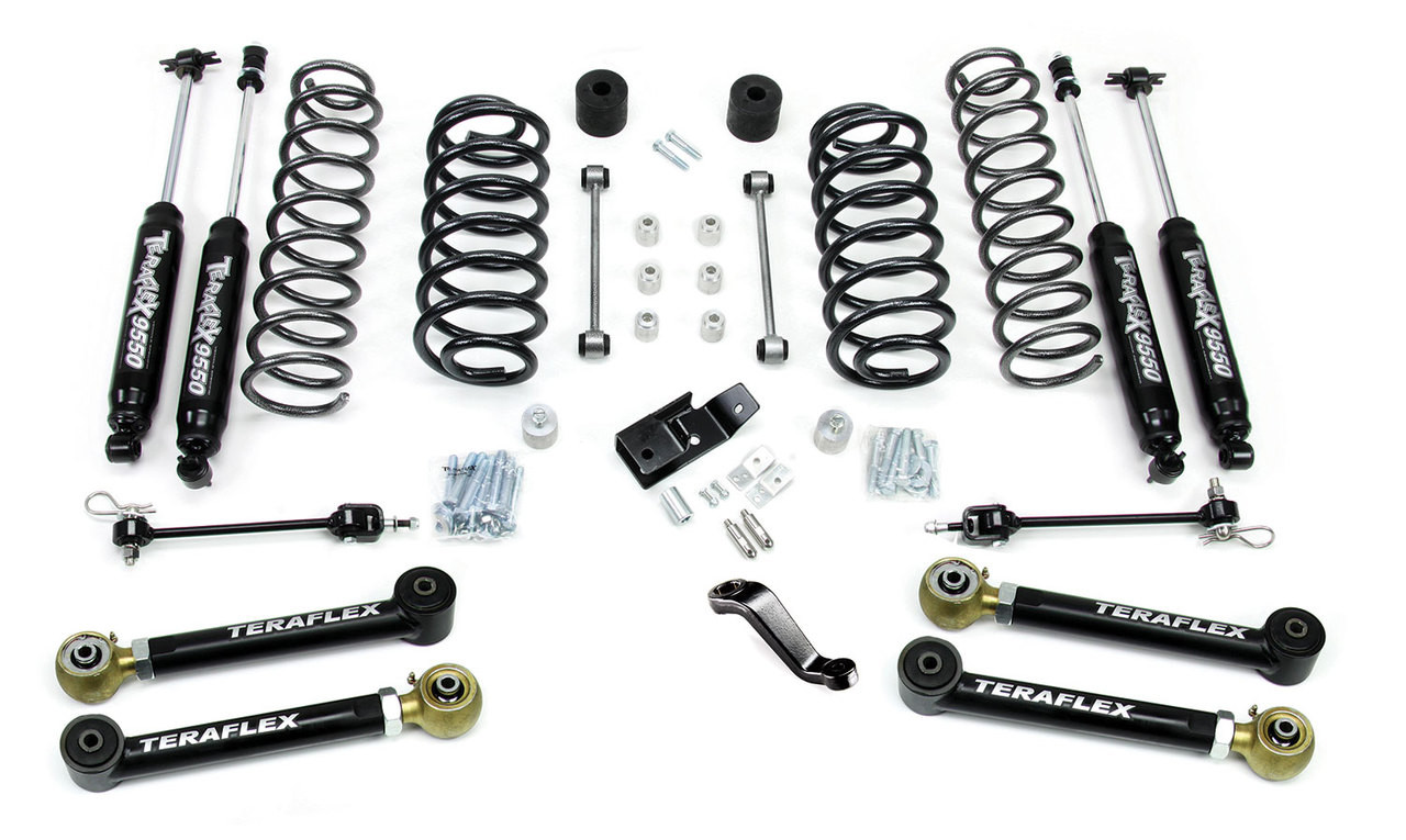 TeraFlex 1456432 4" Lift Kit with 4 Lower FlexArms, 9550 Shocks and Trackbar for Jeep Wrangler TJ/LJ 1997-2006