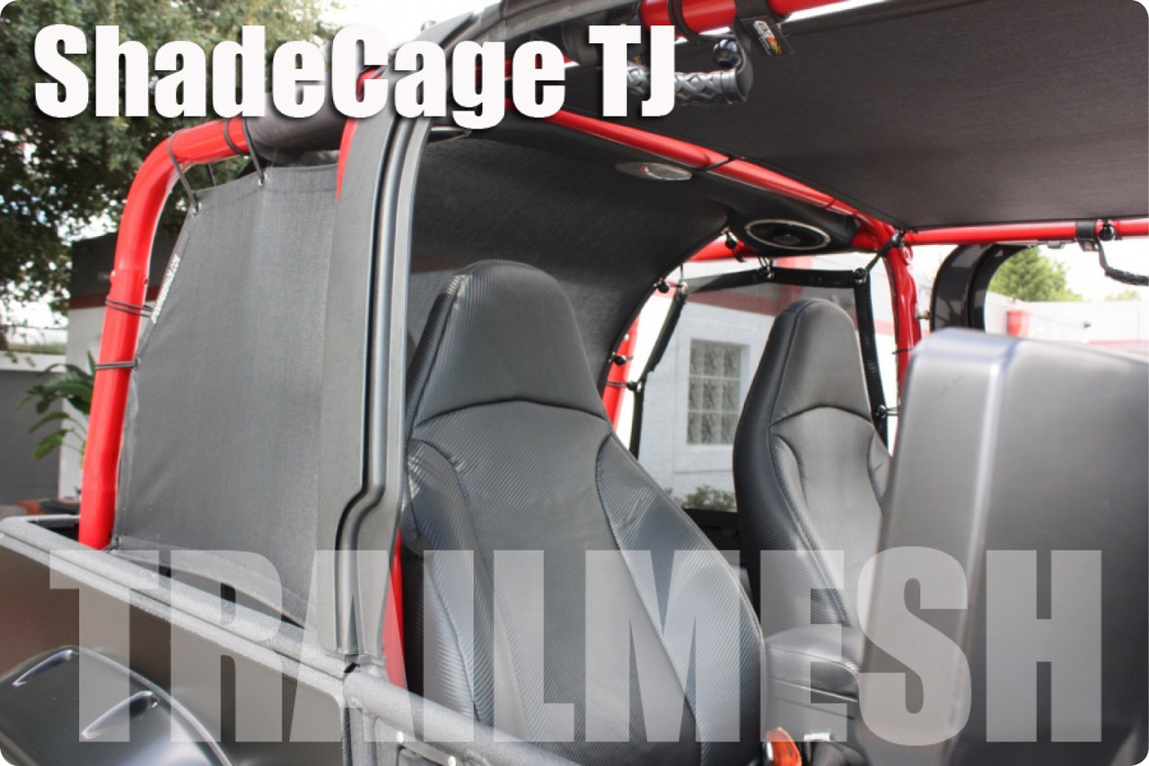 Side View of SpiderWebShade ShadeCage for TJ