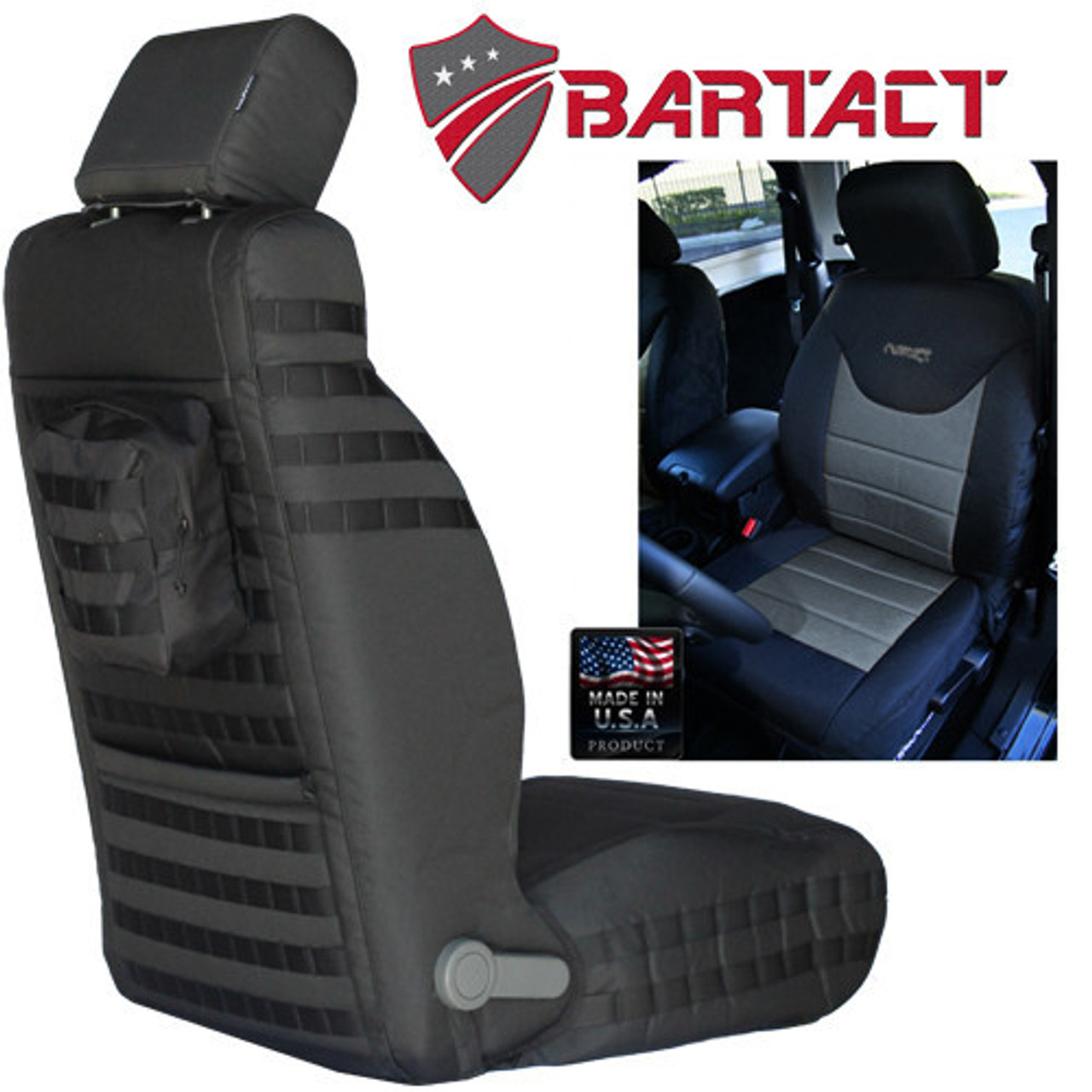Bartact MSSCJK1316ACF Front Pair Air Bag Compliant Mil-Spec Seat Covers for Jeep Wrangler JK 2013-2016