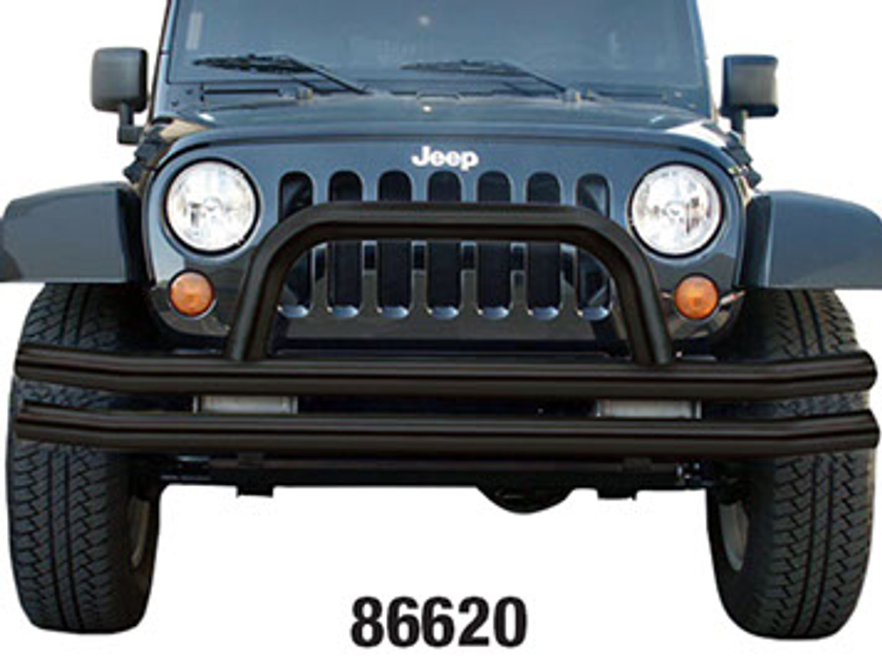 Rampage Products 86620 Front Double Tube Bumper w/ Hoop for Jeep JK