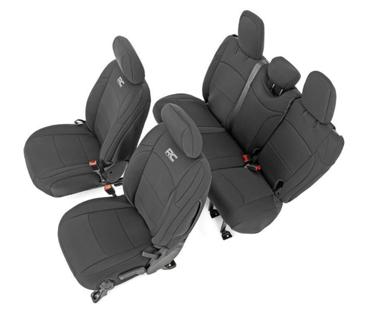 Rough Country 91010 Front & Rear Seat Covers Without Arm Rest for Jeep Wrangler JL 4 Door 2018+