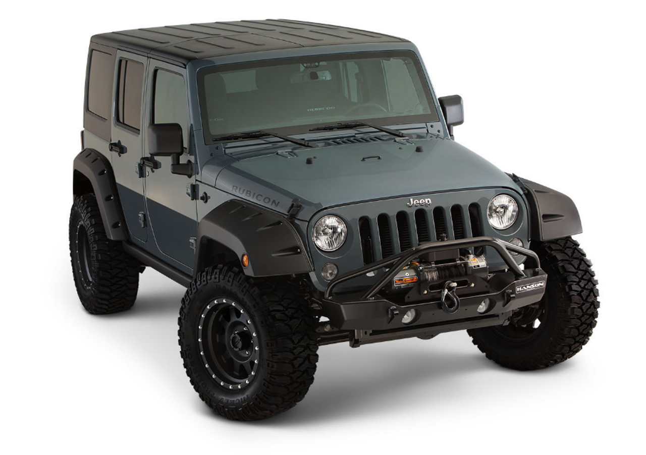 Bushwacker 10078-02 Factory Coverage Pocket Style Fender Flares for Jeep Wrangler JK 2 Door 2007-2018