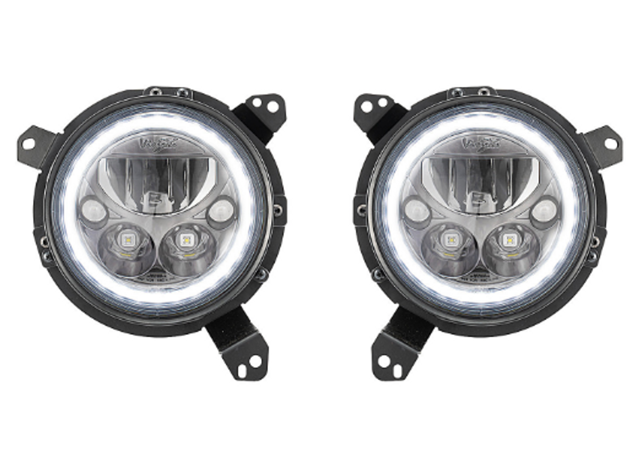 Vision X 9944494 Vortex Halo LED Headlight Pair with Black Chrome Bezel & White Halo for Jeep Wrangler JL & Gladiator JT 2018+