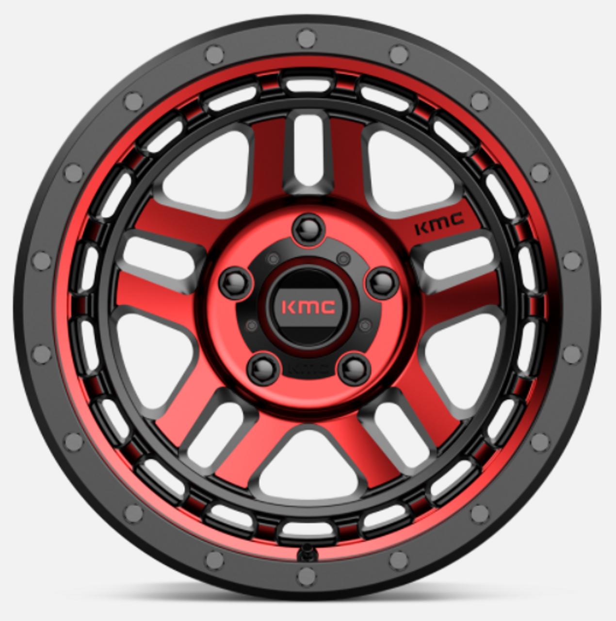 KMC Wheels KM54079050912N KM540 Recon Wheel 17x9 5x5 Gloss Black with Red Tint