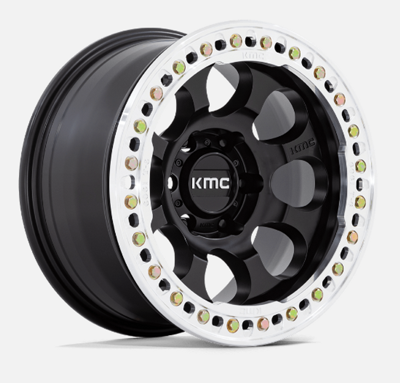 KMC Wheels KM237 Riot Beadlock 17x9 5x5 in Satin Black with Machined Ring