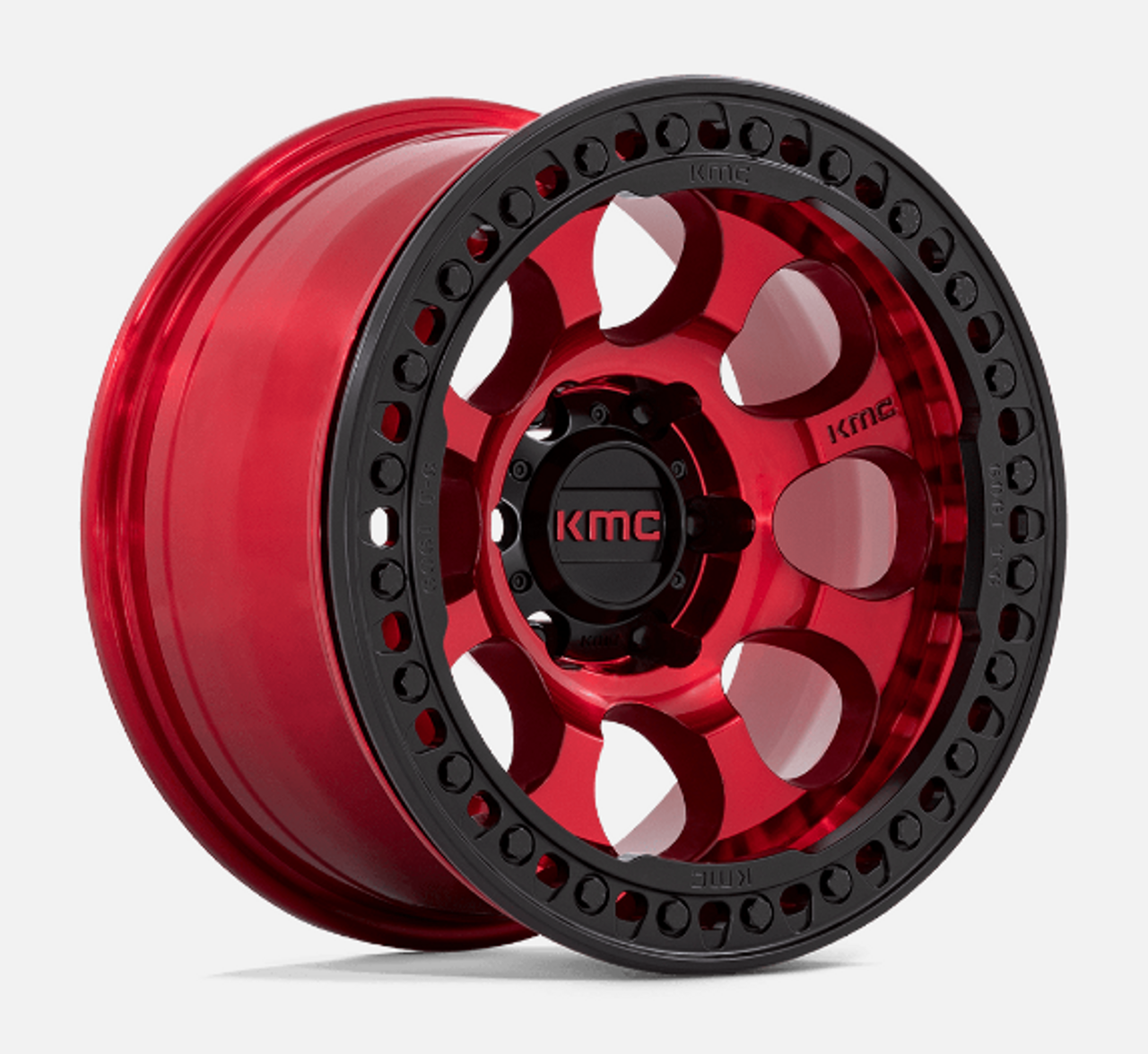 KMC Wheels KM237 Riot Beadlock | 17x9 | 5x5 | Candy Red with Black Ring