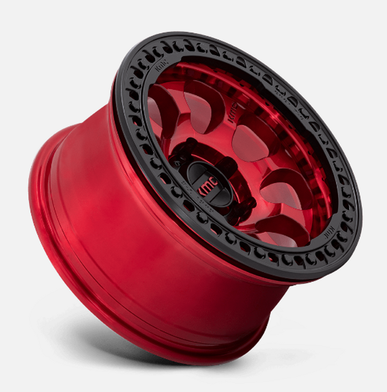 KMC Wheels KM237 Riot Beadlock | 17x9 | 5x5 | Candy Red with Black Ring