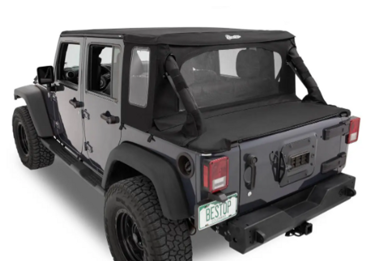 Bestop 53900-35 HalfTop Soft Top in Black Diamond for Jeep Wrangler JK 2 Door 2007-2018