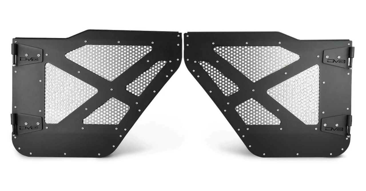 DV8 Offroad HDJL-01F/HDJL-01R Front & Rear Half Doors with Aluminum Mesh for Jeep Wrangler JL 4 Door & Gladiator JT 2018+