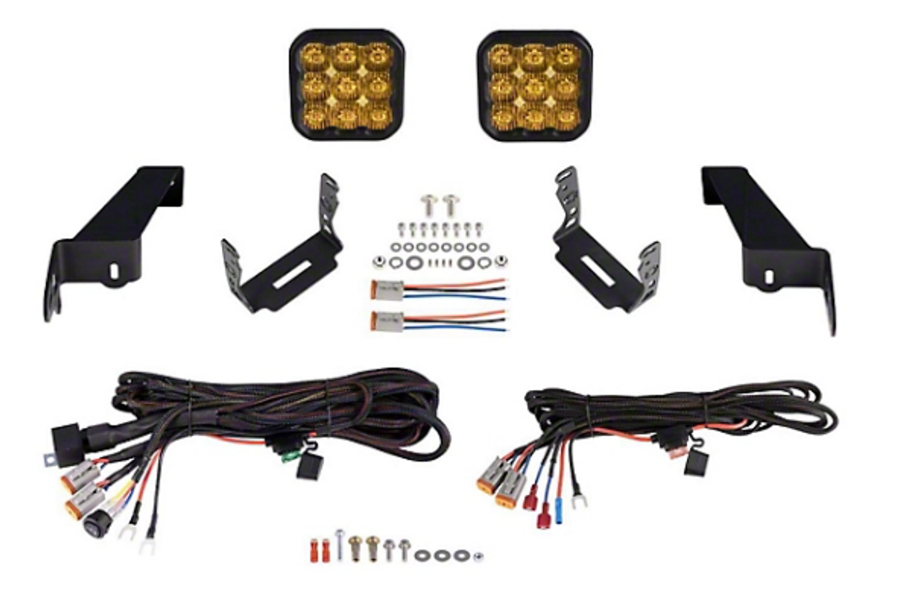 Diode Dynamics DD7290 SS5 Sport Bumper LED Pod Light Kit in Amber Driving for Jeep Wrangler JL & Gladiator JT 2018+