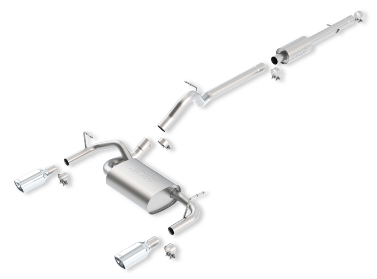 Borla 140459 T-304 Stainless Steel Cat-Back Split Rear Exhaust for Jeep Wrangler JK 4 Door 3.6L 2012-2018