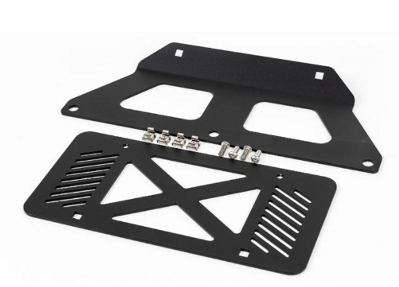 Grimm Offroad 10112 Front Bumper License Plate Mount for Rubicon Steel Bumper Jeep Wrangler JL & Gladiator JT 2018+