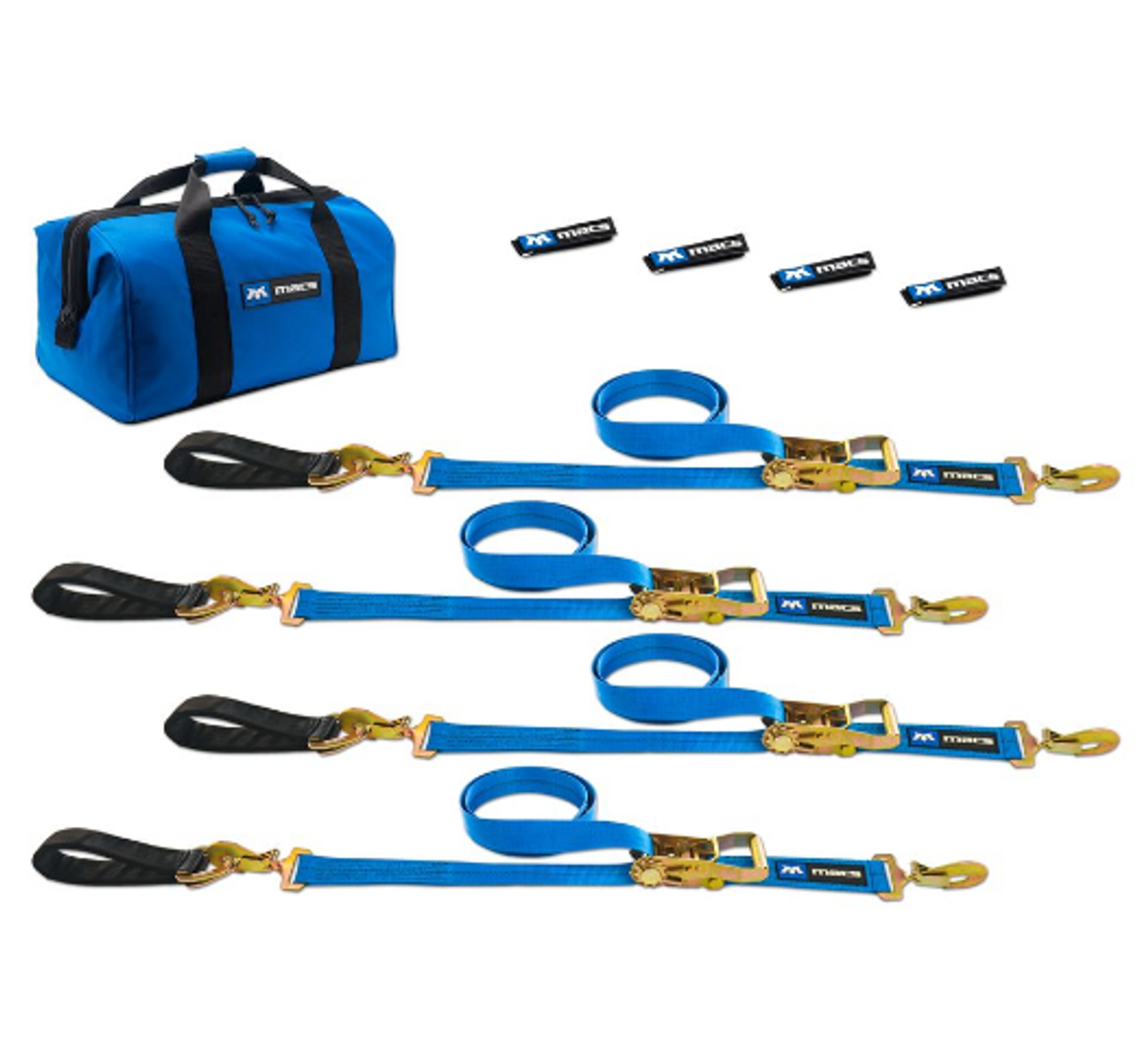 Mac's Custom Tie Downs Ultra Pack Tie Down Straps with Detachable Axle Straps in Blue