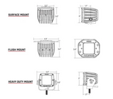 Rigid Industries 212213BLK D-Series Pro Spot Midnight Pair Flush Mount