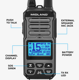 Midland GXT67 GMRS 5-Watt Walkie Talkie PRO