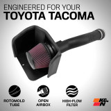 K&N 63-9039 Cold Air Intake - High-Flow, Roto-Mold Tube - Toyota Tacoma V6 3.5L 2016-2023