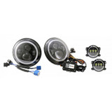 Quake LED QTE781 7" Headlight & Fog Light Package RGB Accents for Jeep Wrangler JK 2007-2018