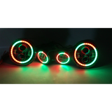 Quake LED QTE781 7" Headlight & Fog Light Package RGB Accents for Jeep Wrangler JK 2007-2018
