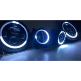 Quake LED QTE781 7" Headlight & Fog Light Package RGB Accents for Jeep Wrangler JK 2007-2018