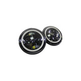 Quake LED QTE959 7" Headlighs White DRL Halo/Amber Turn Signals for Jeep Wrangler JK 2007-2018