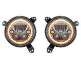 Vision X 9944517 Vortex Halo LED Headlights with Black Chrome Bezel & Amber Halo for Jeep Wrangler JL & Gladiator JT 2018+