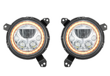 Vision X 9944500 Vortex Halo LED Headlights with Bright Chrome Bezel & Amber Halo for Jeep Wrangler JL & Gladiator JT 2018+