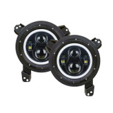 Quake LED QTE960 9" Headlights with White DRL Halo/Amber Turn Signals for Jeep Wrangler JL & Gladiator JT 2018+