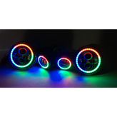 Quake LED QTE781 7" Headlight & Fog Light Package RGB Accents for Jeep Wrangler JK 2007-2018
