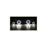 Quake LED QTE968 7" Headlight & Fog Light Package White DRL Halo/Amber Turn Signals for Jeep Wrangler JK 2007-2018