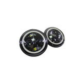 Quake LED QTE959 7" Headlighs White DRL Halo/Amber Turn Signals for Jeep Wrangler JK 2007-2018