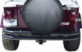 Rampage Product Black Rear Double Tube Bumper with Hitch Mounted on Jeep Wrangler