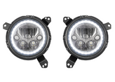 Vision X 9944494 Vortex Halo LED Headlight Pair with Black Chrome Bezel & White Halo for Jeep Wrangler JL & Gladiator JT 2018+