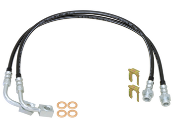 Rock Jock CE-9807RBLK Rear Braided Brake Hose Kit 25.5" Long for Jeep Wrangler JK 2007-2018