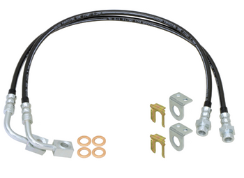 Rock Jock CE-9807FBLKL Braided Brake Hose Kit 35" Long for Jeep Wrangler JK 2014-2018