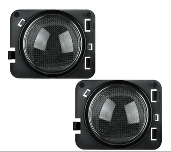 Recon 264135BK Round Front Fender LED Lights in Amber Smoked Lens for Jeep Wrangler JK 2007-2018