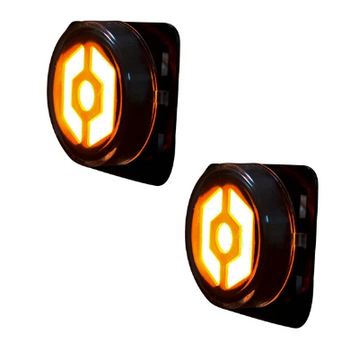 Recon 264335BK Round Front Fender LED Lights in Smoked Lens Amber for Jeep Wrangler JK 2007-2018