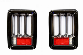 Recon 264234LEDCL Scanning LED Bar Style Tail Lights in Clear for Jeep Wrangler JK 2007-2018