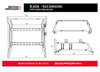 Body Armor 4x4 TC-6125 Overland Rack for Toyota Tacoma 2005-2023