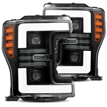 AlphaRex 880108 PRO-Series Halogen Projector Headlights in Jet Black for Super Duty 2017-2019