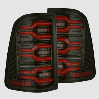 AlphaRex 640052 LUXX-Series LED Tail Lights Black Red Ram 1500 2025+