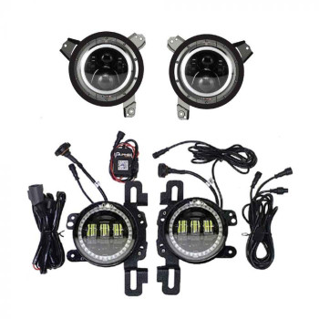 Quake LED QTE915 9" HD Headlight & 4" Fog Light Package for Jeep Wrangler JL & Gladiator JT 2018+