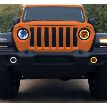 Quake LED QTE962 Headlight/Fog Light Package White DRL Halo/Amber Turn Signals for Jeep Wrangler JL & Gladiator JT 2018+