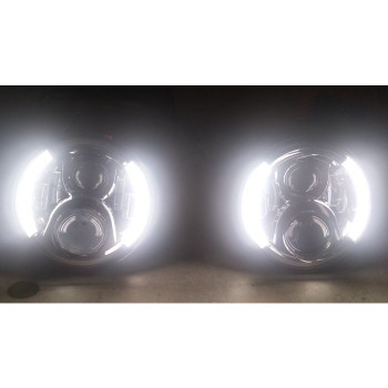 Quake LED QTE822 Half Halo 7" Headlights for Jeep Wrangler JK 2007-2018