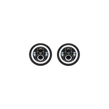 Quake LED QTE959 7" Headlighs White DRL Halo/Amber Turn Signals for Jeep Wrangler JK 2007-2018